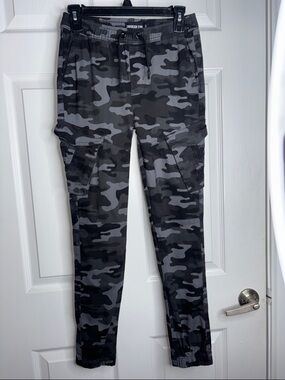 Kids Black & Gray Camo Cargo Joggers